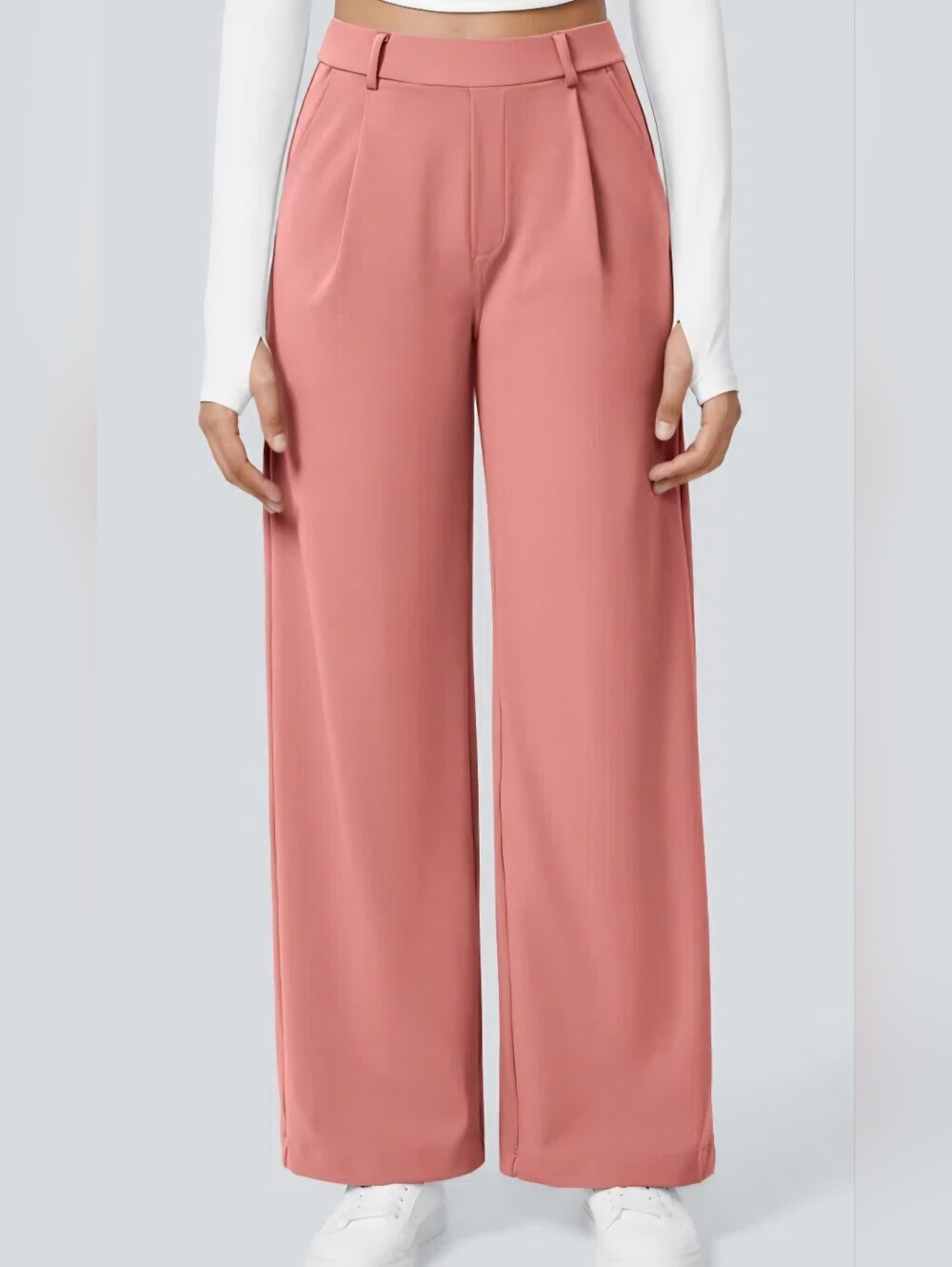 HALARA Wide-Leg High-Rise Pants in Dusty Rose